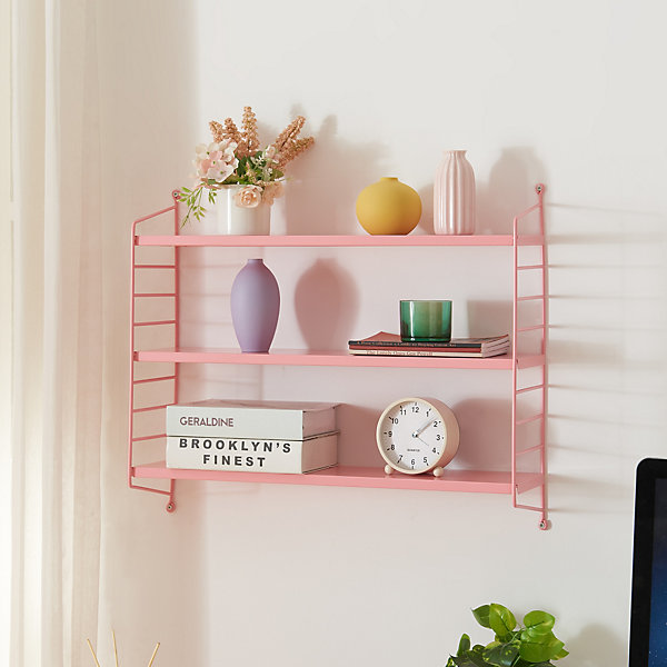 Lot de 2 étagères murales Strängnäs acier 50 x 60 x 15 cm rose en.casa