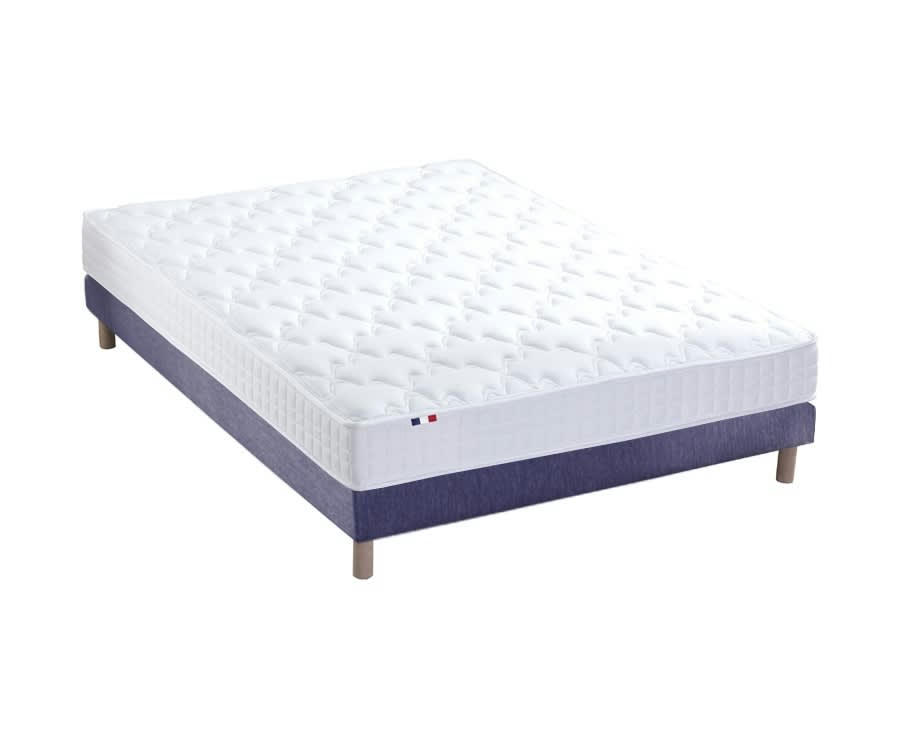 ENSEMBLE AZUR - Ensemble matelas mémoire de forme sommier bleu 140x190