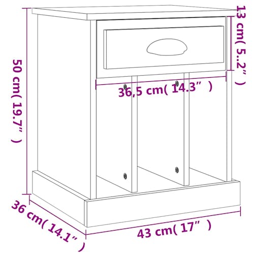 NNEVL Bedside Cabinet White 43x36x50 cm