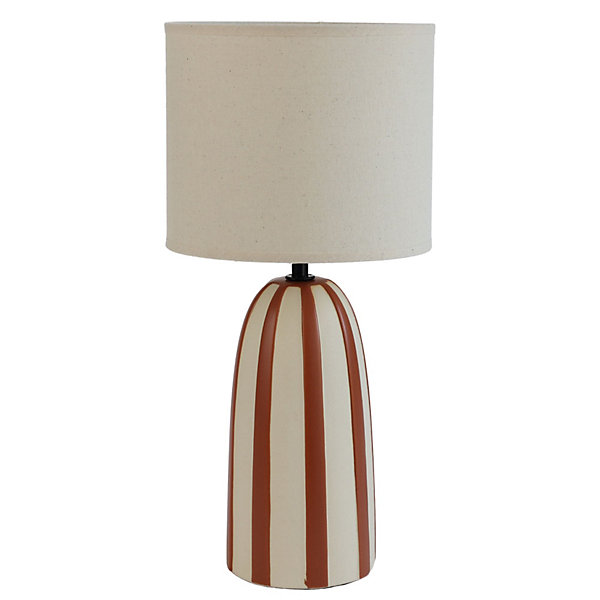 Lampe à poser en céramique terracotta, blanc et lin H.21cm E27 40W Seynave, Savana