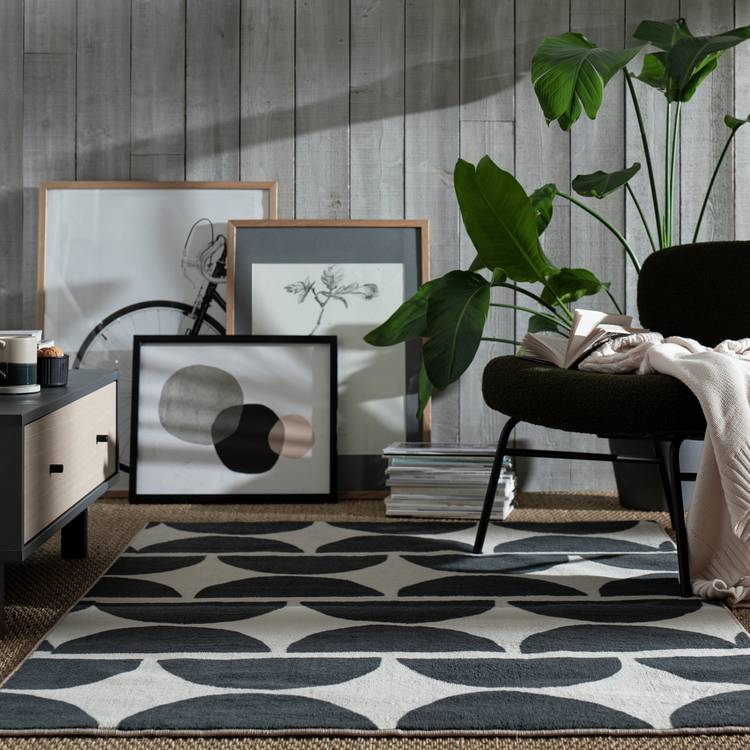 Habitat Mid Century Mini Geo Grey & White Cut Pile Rug