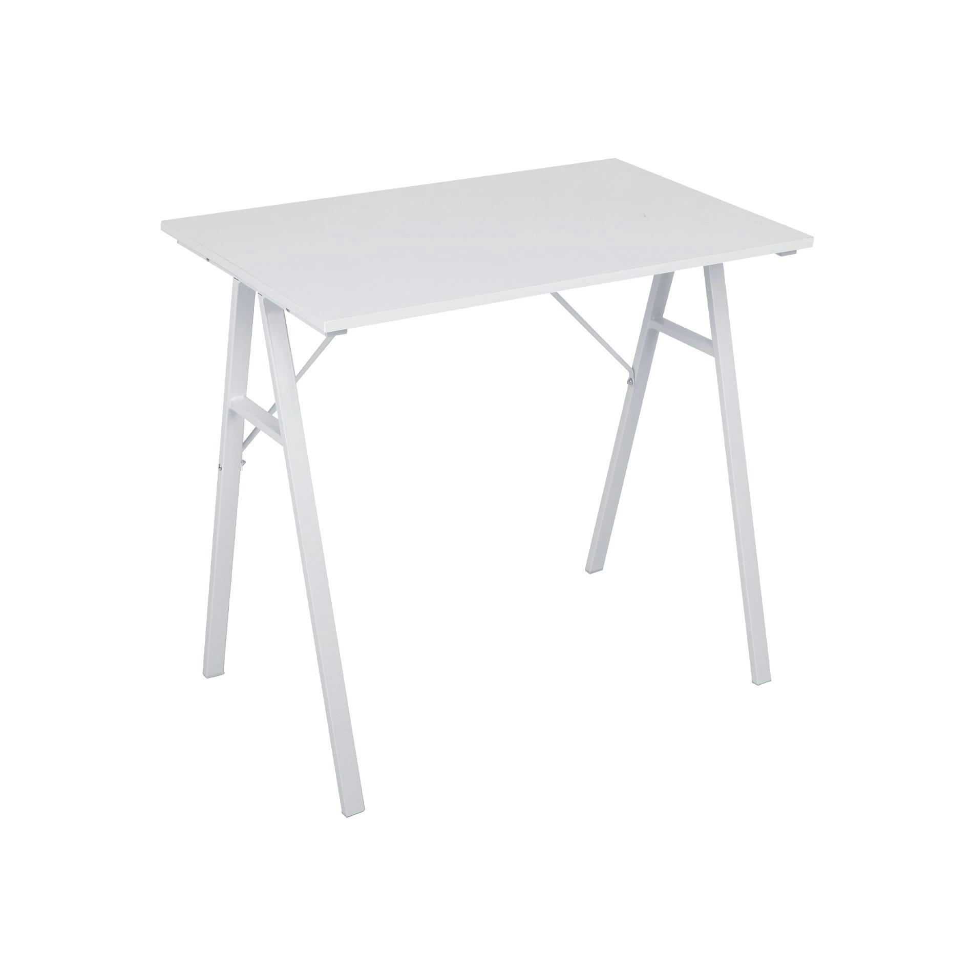 MODERN - Bureau compact en fibre de bois et acier blanc