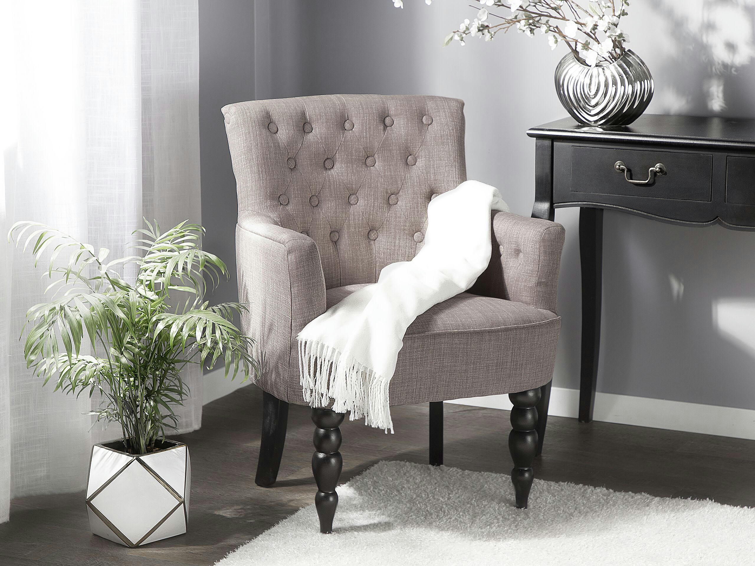 ALESUND - Fauteuil tapissé en tissu beige taupe