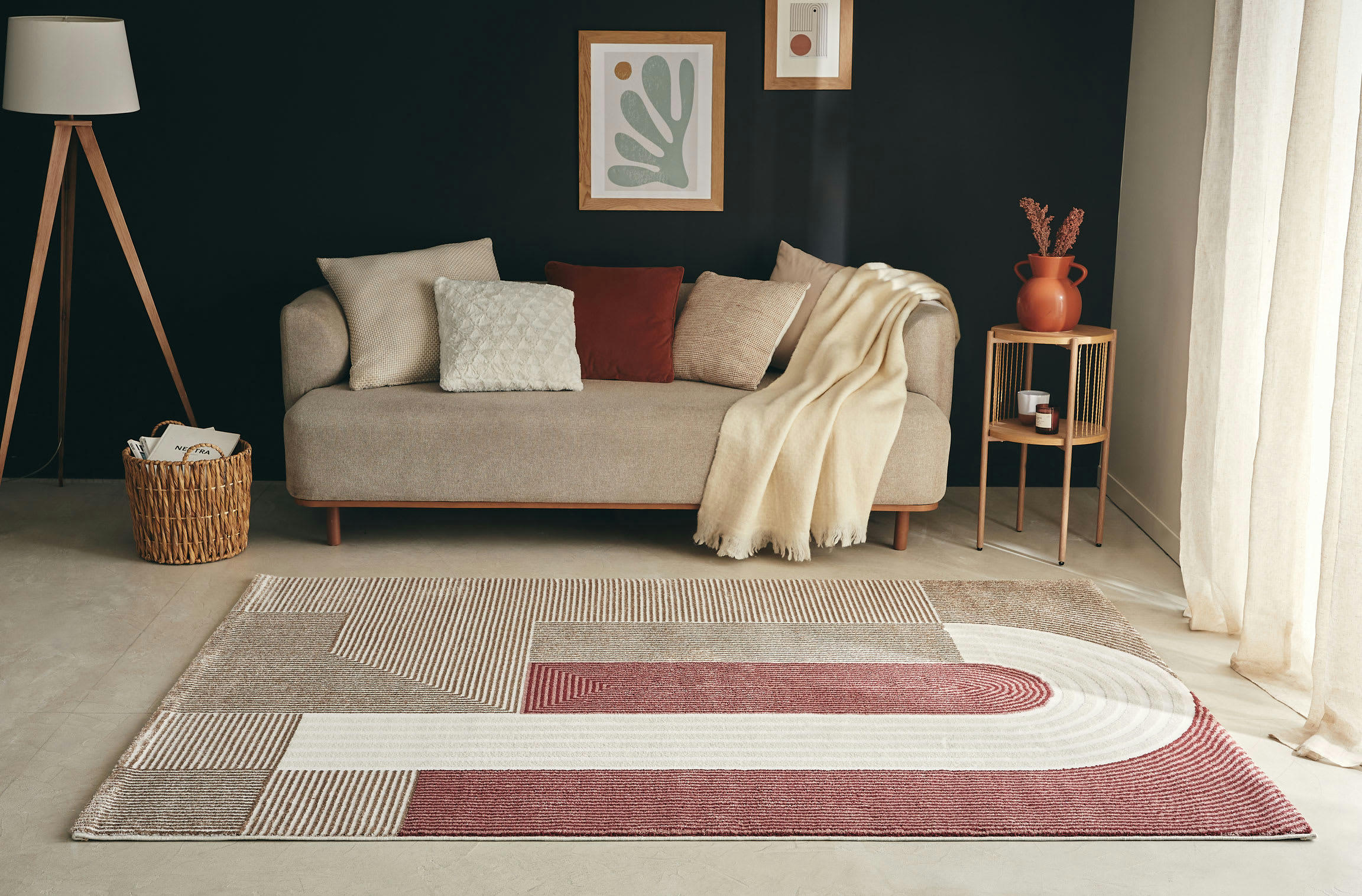 MEMPHIS - Tapis géométrique à poils ras - rouge - 200x290 cm