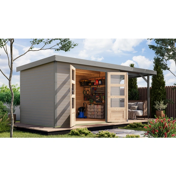 Gartenhaus »Osterby 4 D«, BxHxT: 538 x 209 x 213 cm (Außenmaße inkl. Dachüberstand), Wandstärke 19 mm