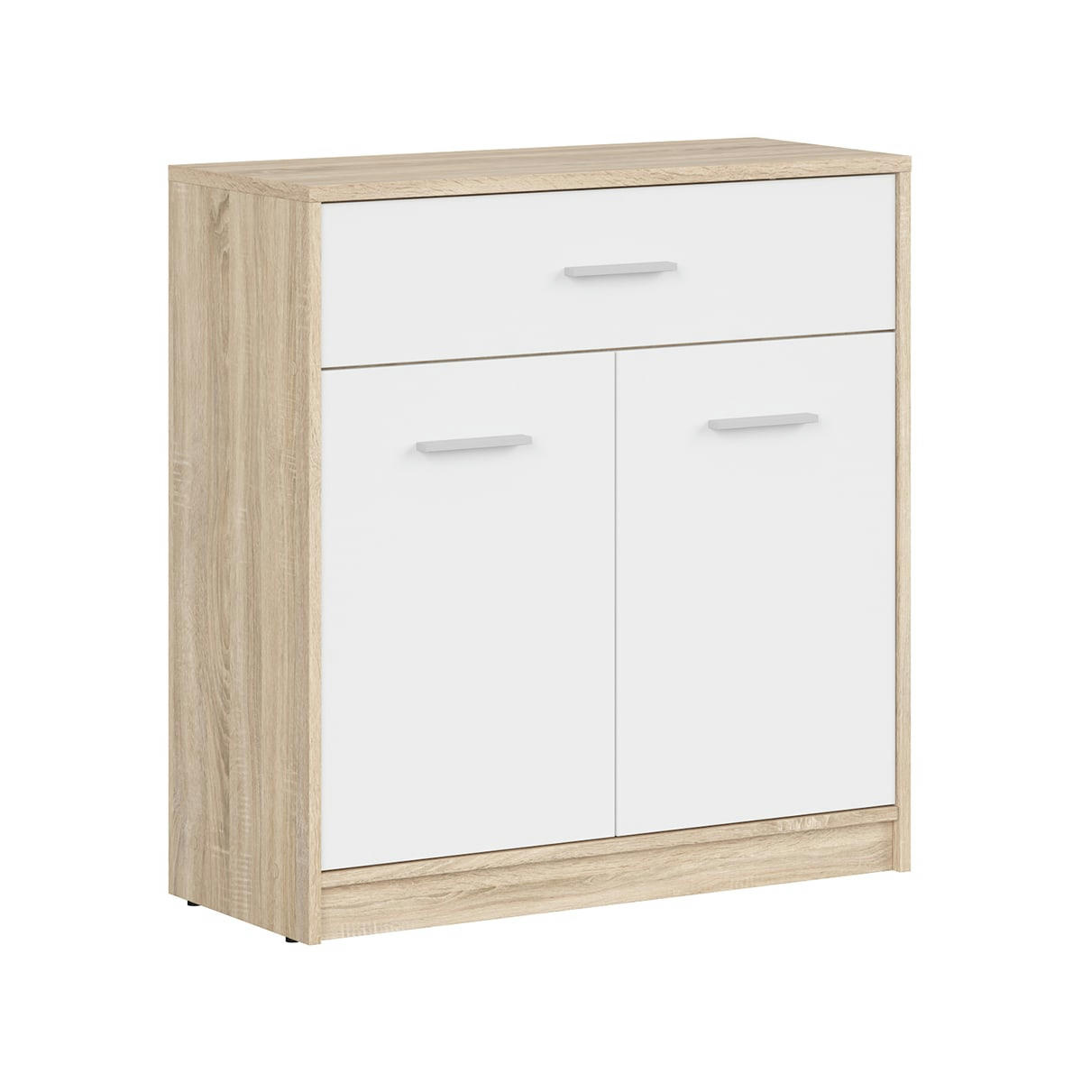 - Buffet 1 tiroir 2 portes stratifiés naturel et blanc