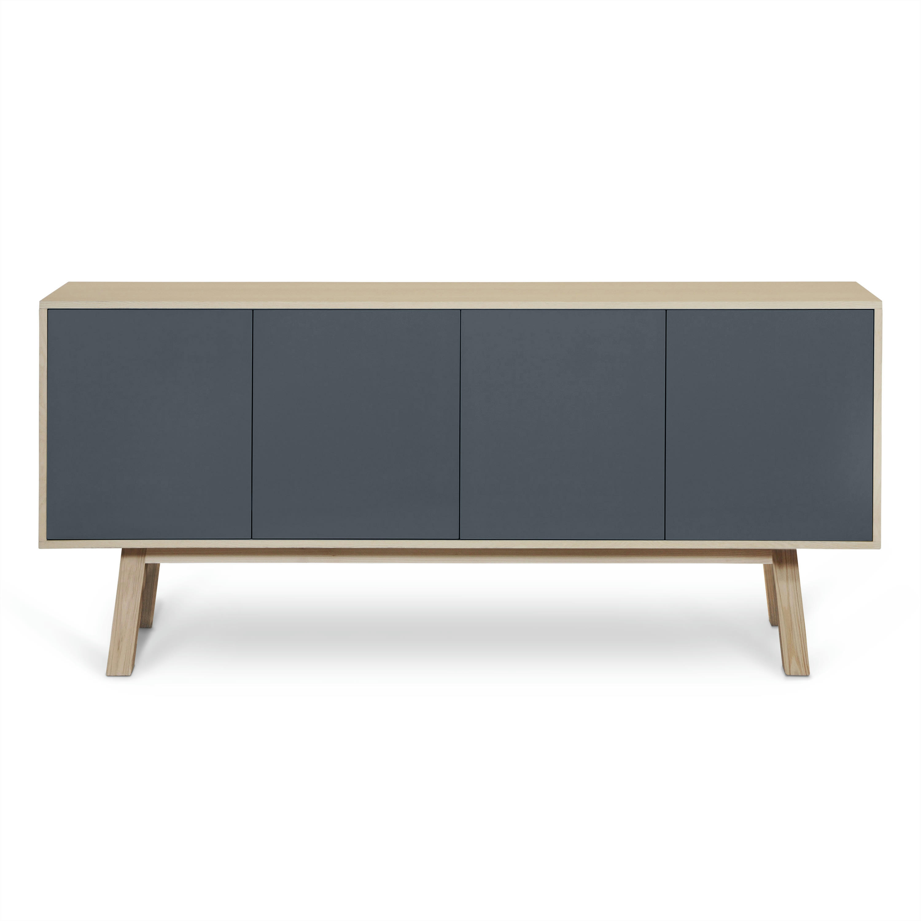 KUBE - Buffet 4 portes en frêne 220 cm, hauteur 94 cm