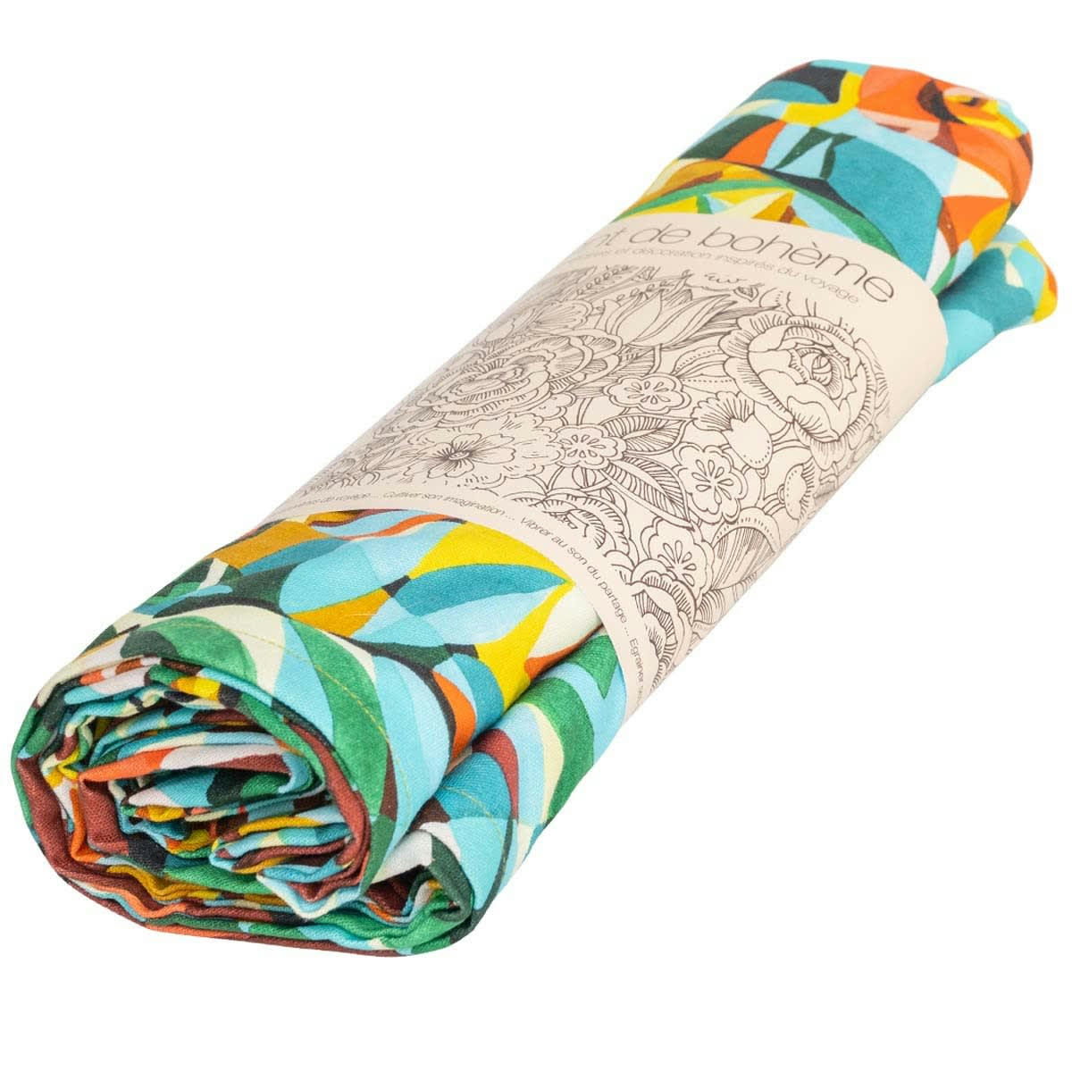 BOA - Nappe grand format en coton imprimé fleuri 140x235