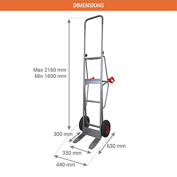 Diable maraîcher à fourches 250kg - Roues pneumatiques - DMPO250-RG