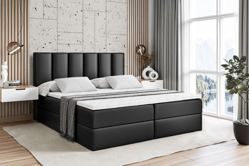 Łóżko kontynentalne z pojemnikiem i materacem H3 BOXI1 - 120 x 200 cm