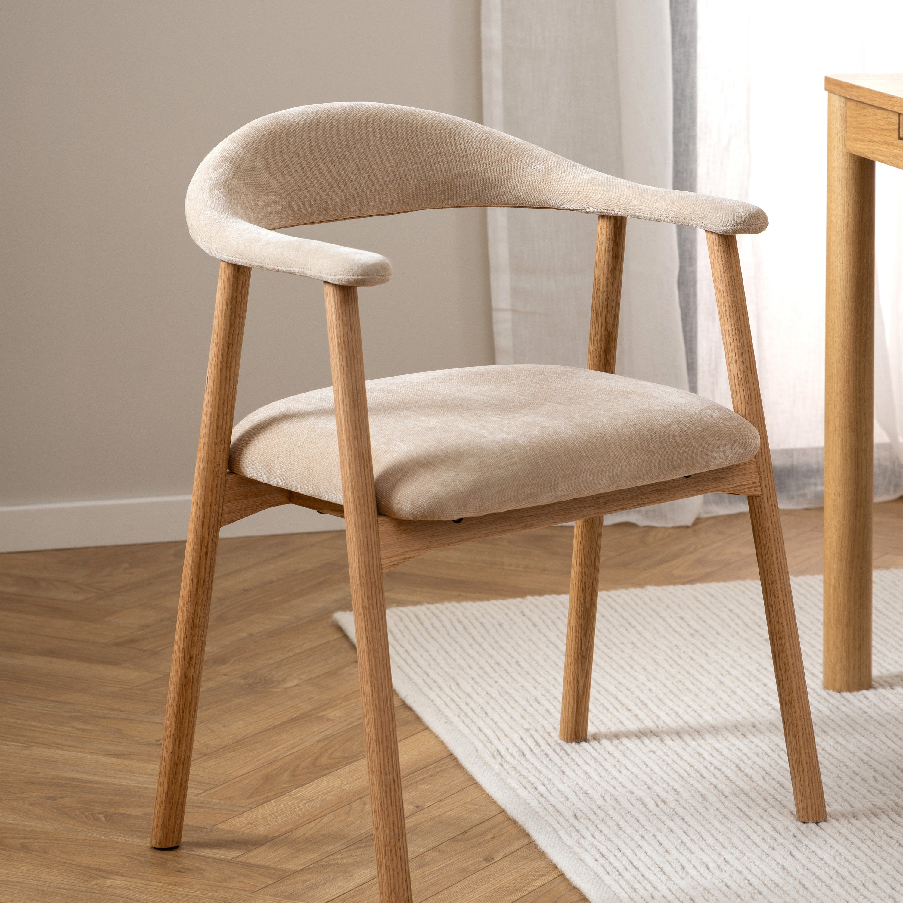 by fonQ Nordic Eetkamerstoel - Eikenhout - Beige