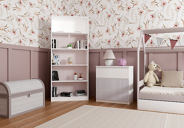 Commode, blanc / rose, 70 x 75 x 40 cm