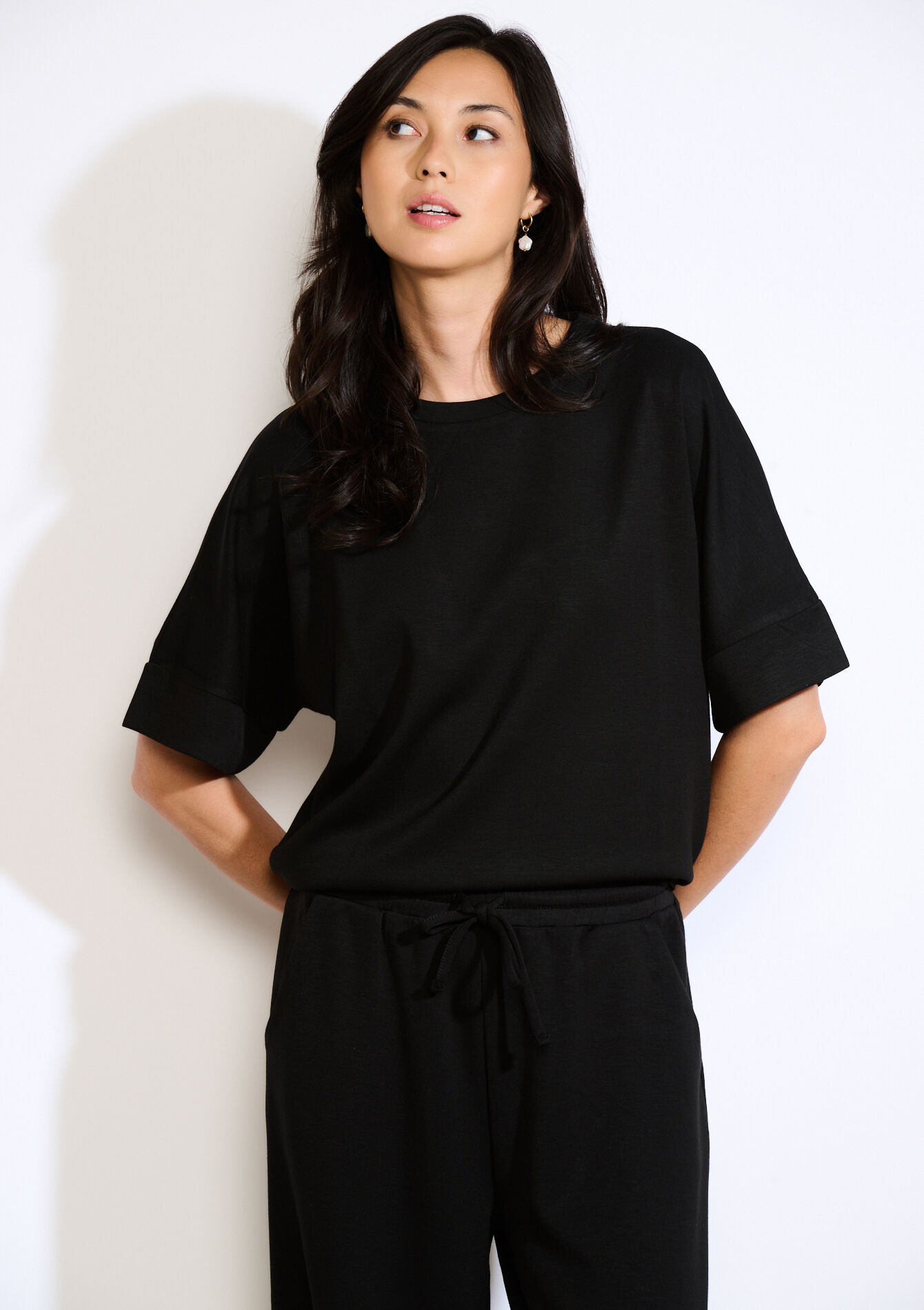 Losvallend jersey T-shirt