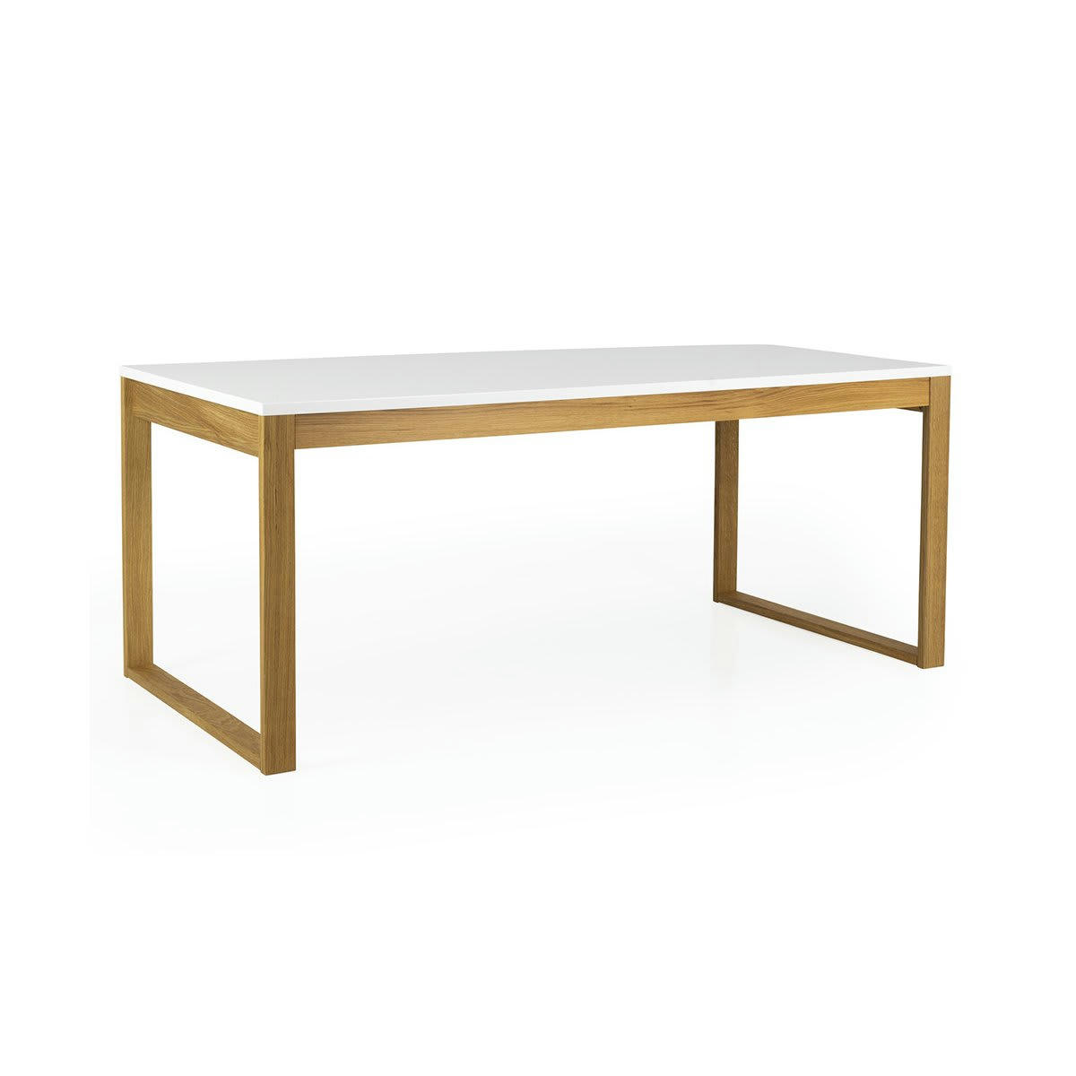 MADIA - Table à manger 180x90cm en bois plateau blanc