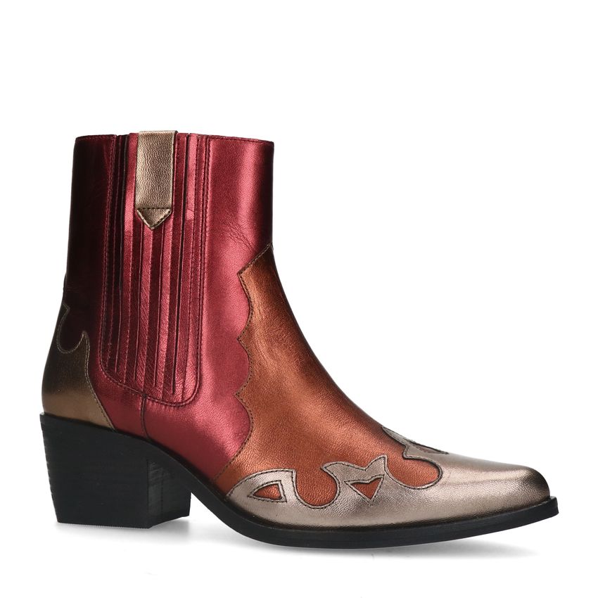 Manfield Bruine metallic leren cowboy laarzen