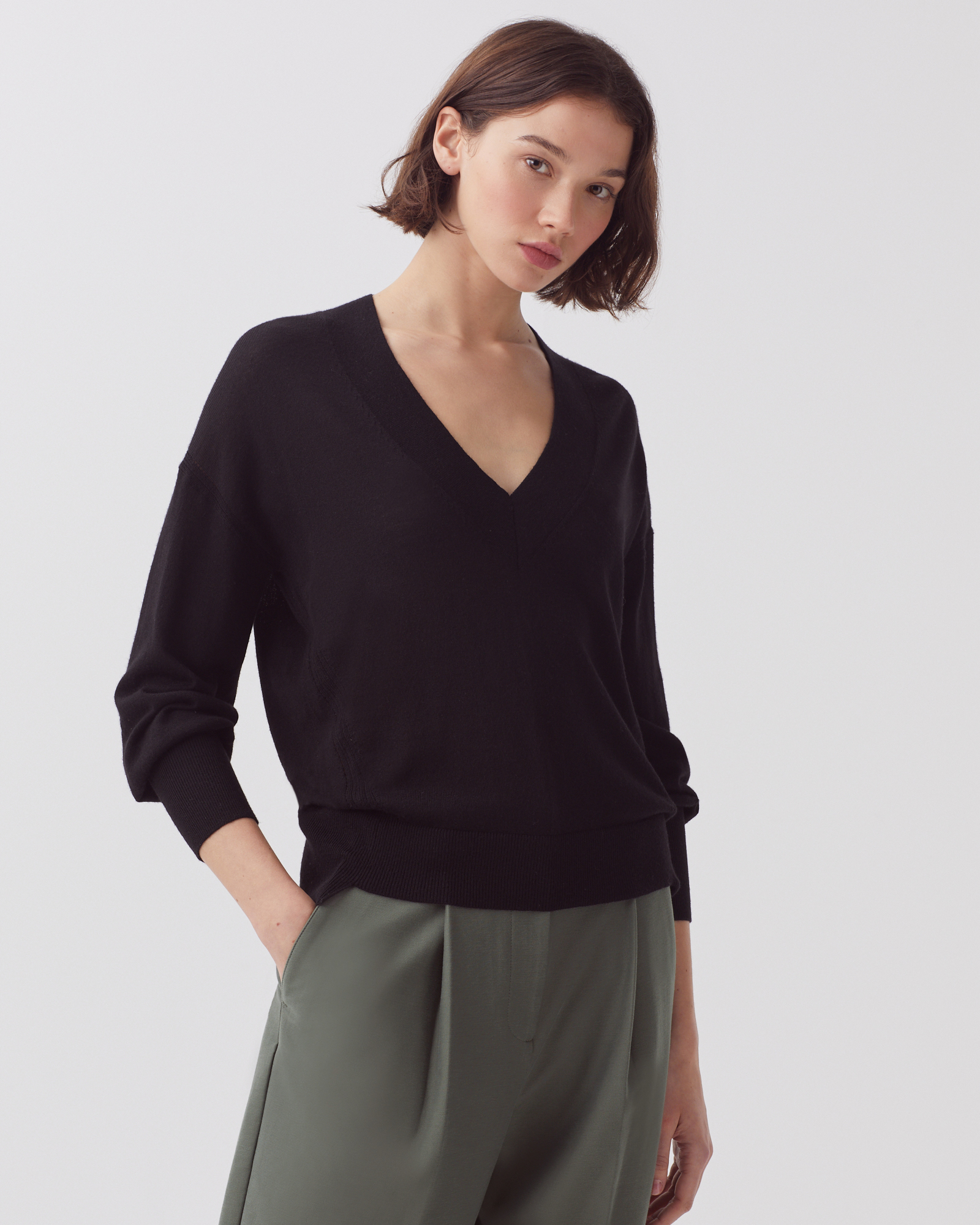 Pull col V à manches longues