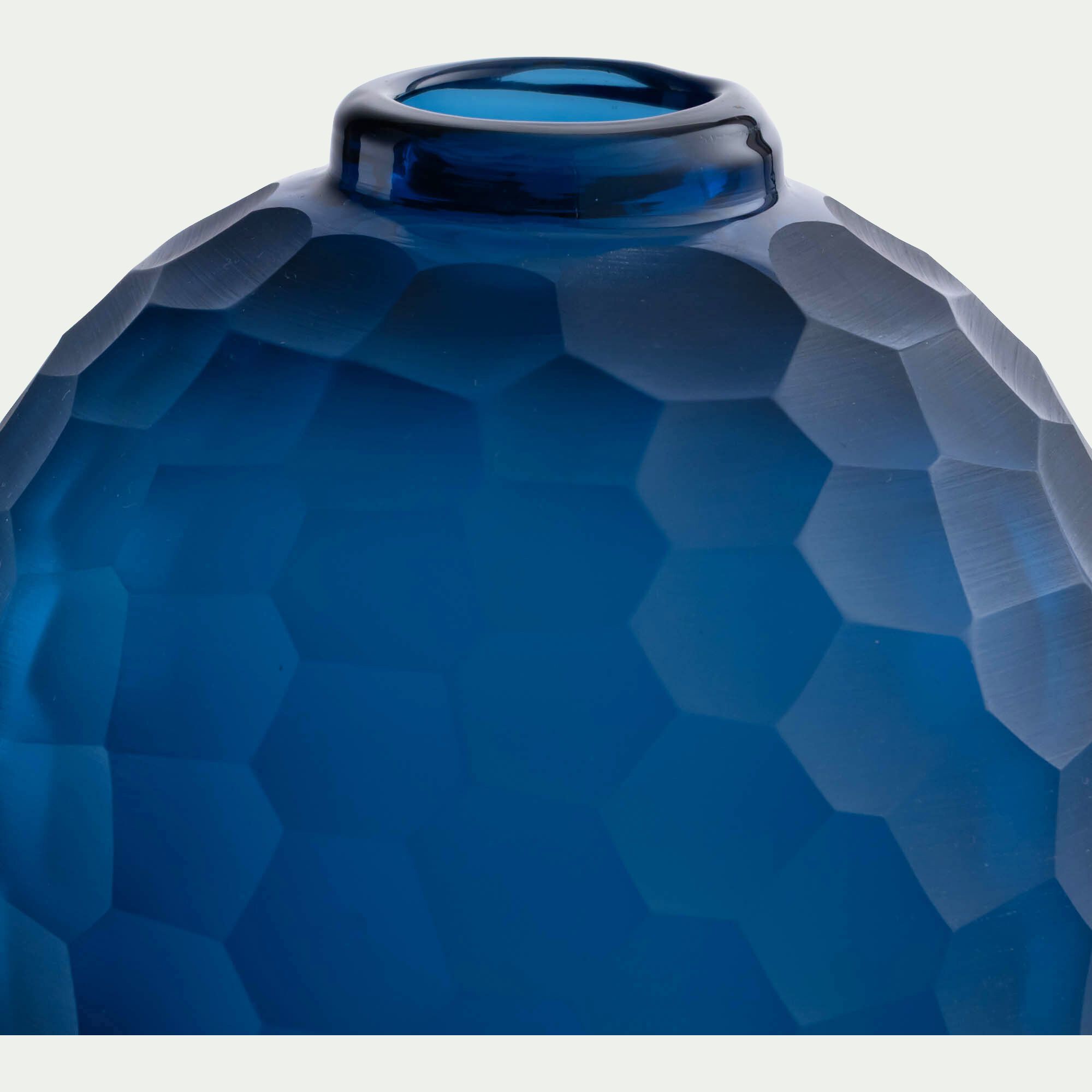 CHALON - Vase boule en verre sodocalcique H15,5cm - bleu