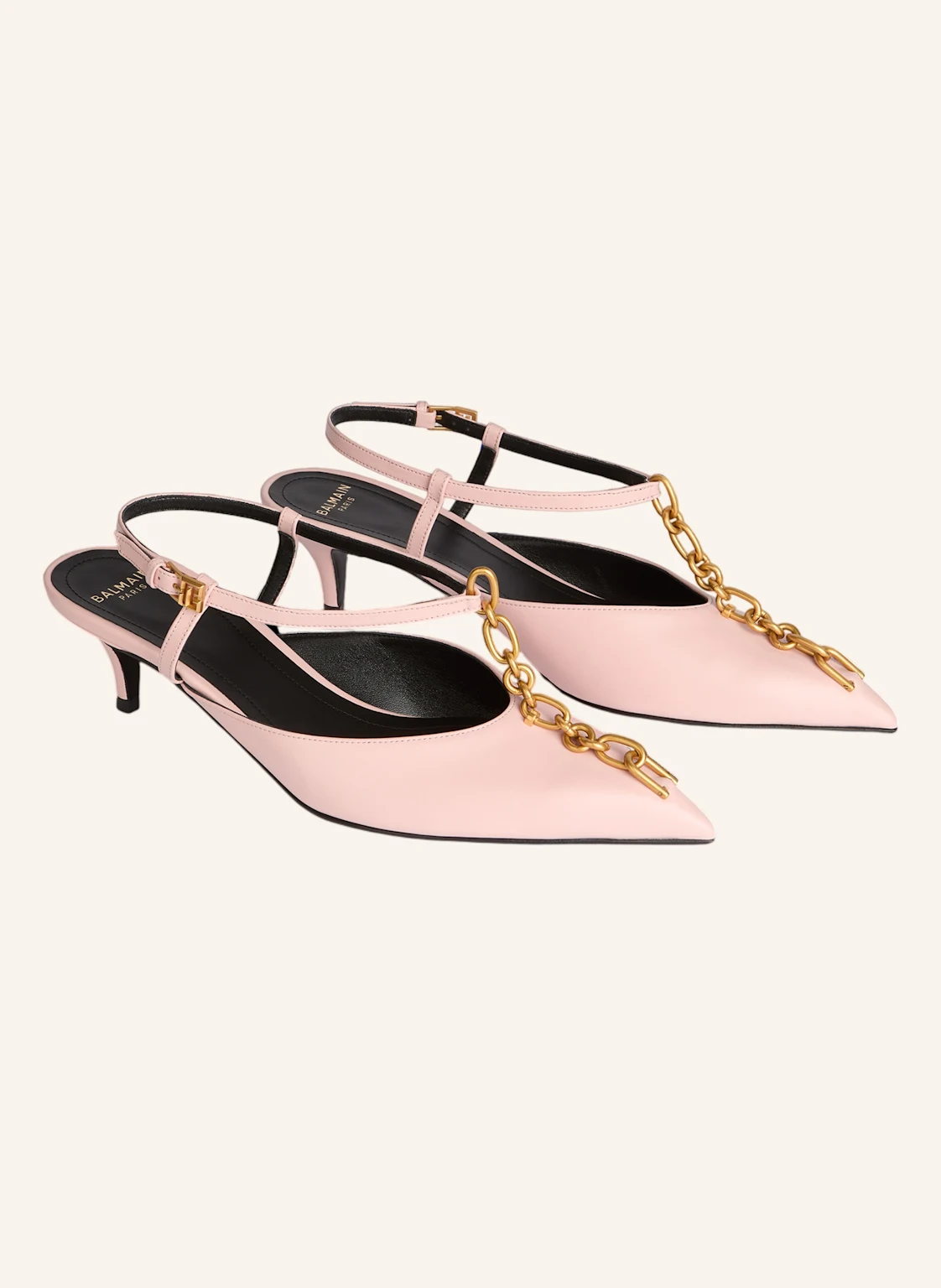BALMAIN Sync Slingbacks mit Absatz aus Leder mit Kette