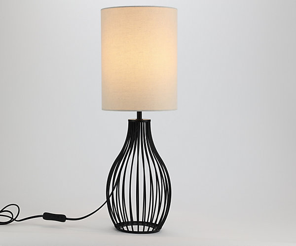 Lampe à poser en métal noir et lin H.44cm E27 40W Seynave, Joby