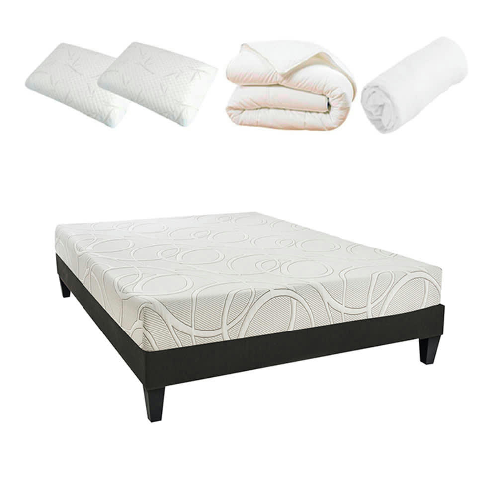EUPRAXIE - Ensemble  180x200  Matelas + Sommier + Accessoires