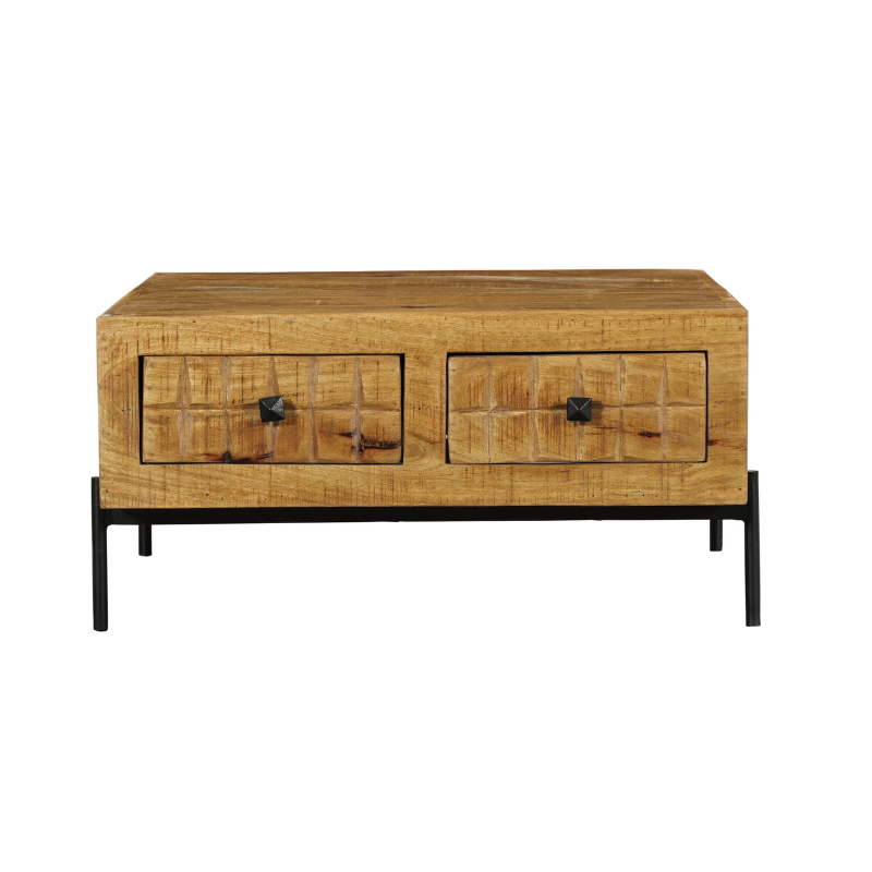 StarFurn Salontafel Brandy - Vierkant Naturel Mangohout - 80x80x40cm