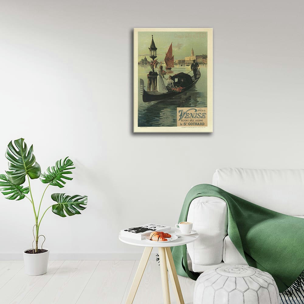 - Tableau affiche artistique vintage de Paris à Venise 50x70cm
