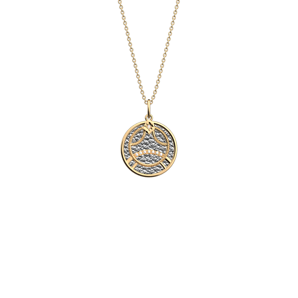 Collier Cancer, cuir réversible Cristal Bleu / Disco