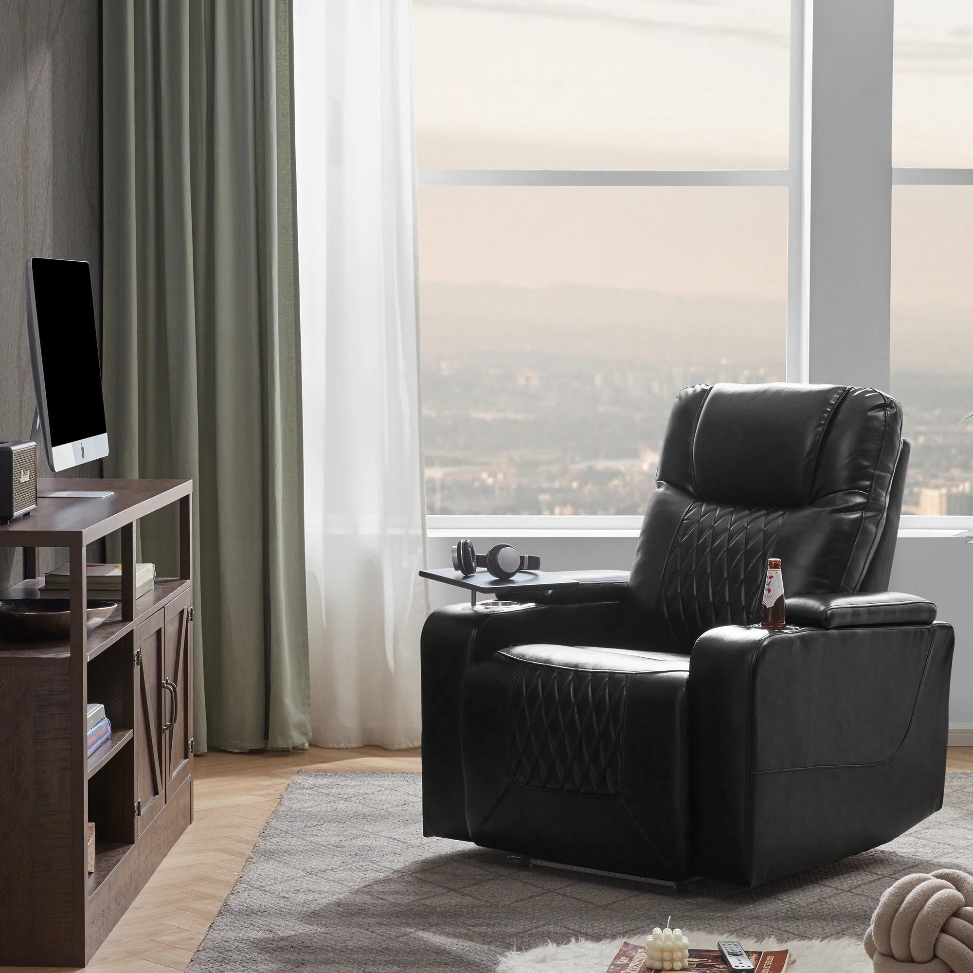 Nestfair Power Motion Recliner with 2 Cup Holders and 360° Swivel Tray Table