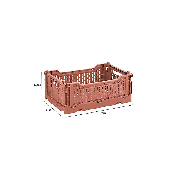 Lot 4 caisses de rangement pliables terracotta 27 x 17 x 10,5 cm