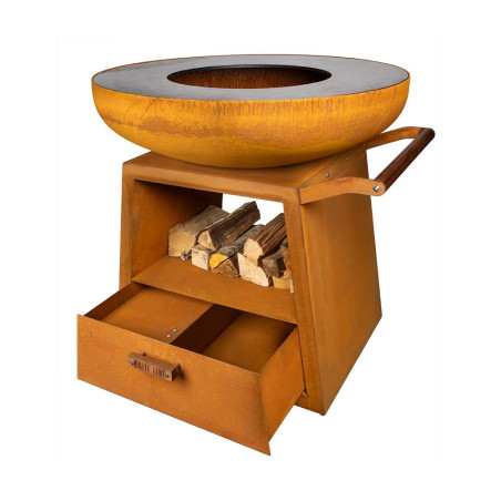 Brasero plancha Nomad en acier corten - White Fire