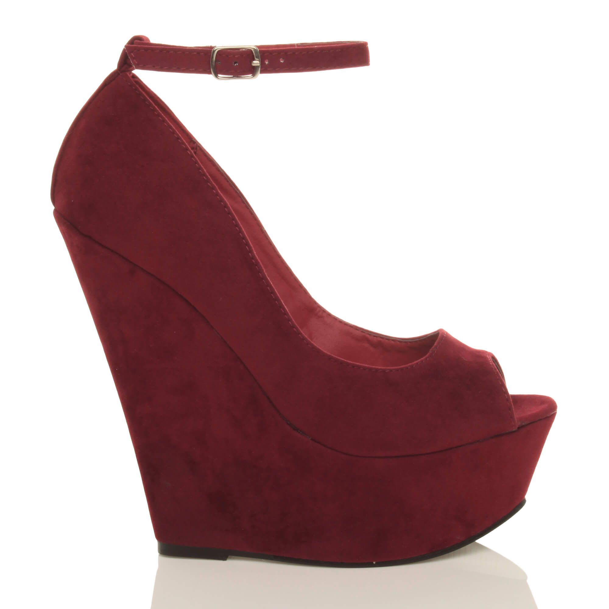 AJVANI Wedge Heel Ankle Strap Platform 2 Part Heels