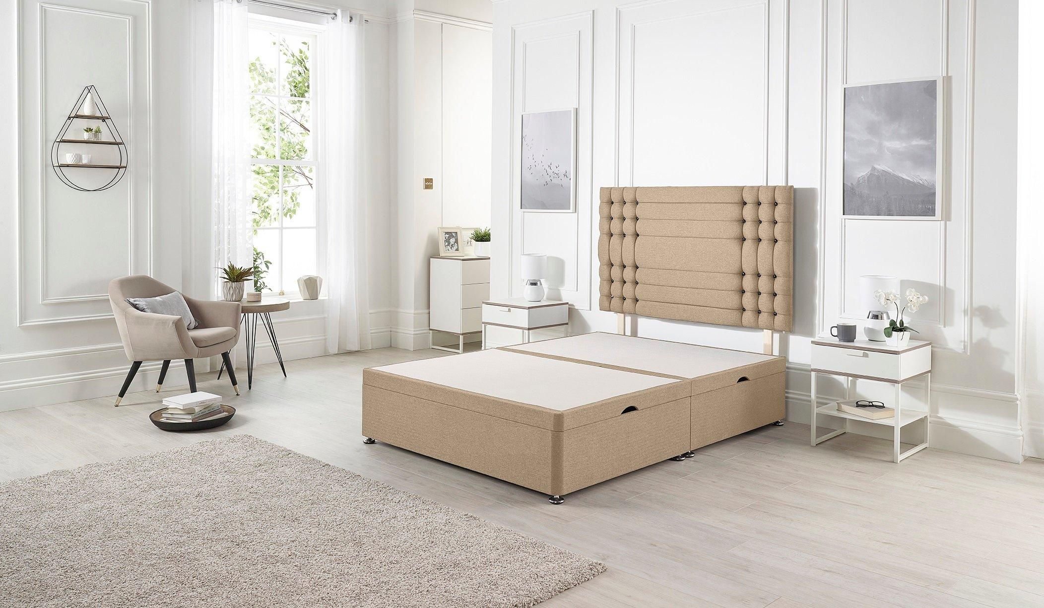 Somnior Flexby Plush Fabric Side Opening Ottoman Bed With Headboard
