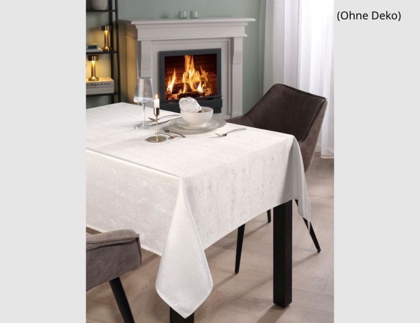Tischdecke festlich Weiß, Silber
