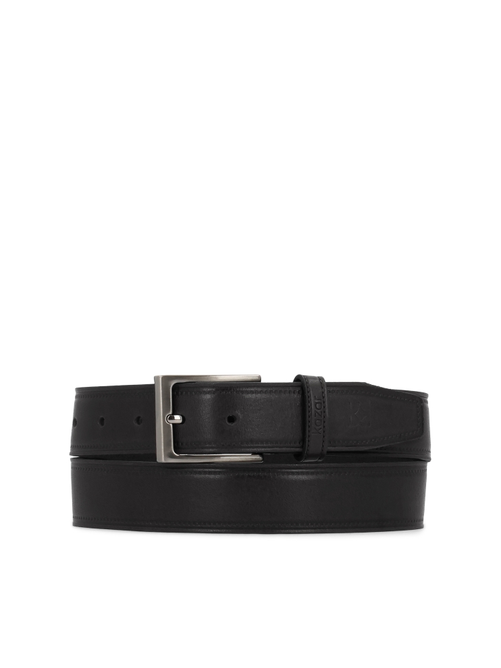 Classic black natural leather men's belt