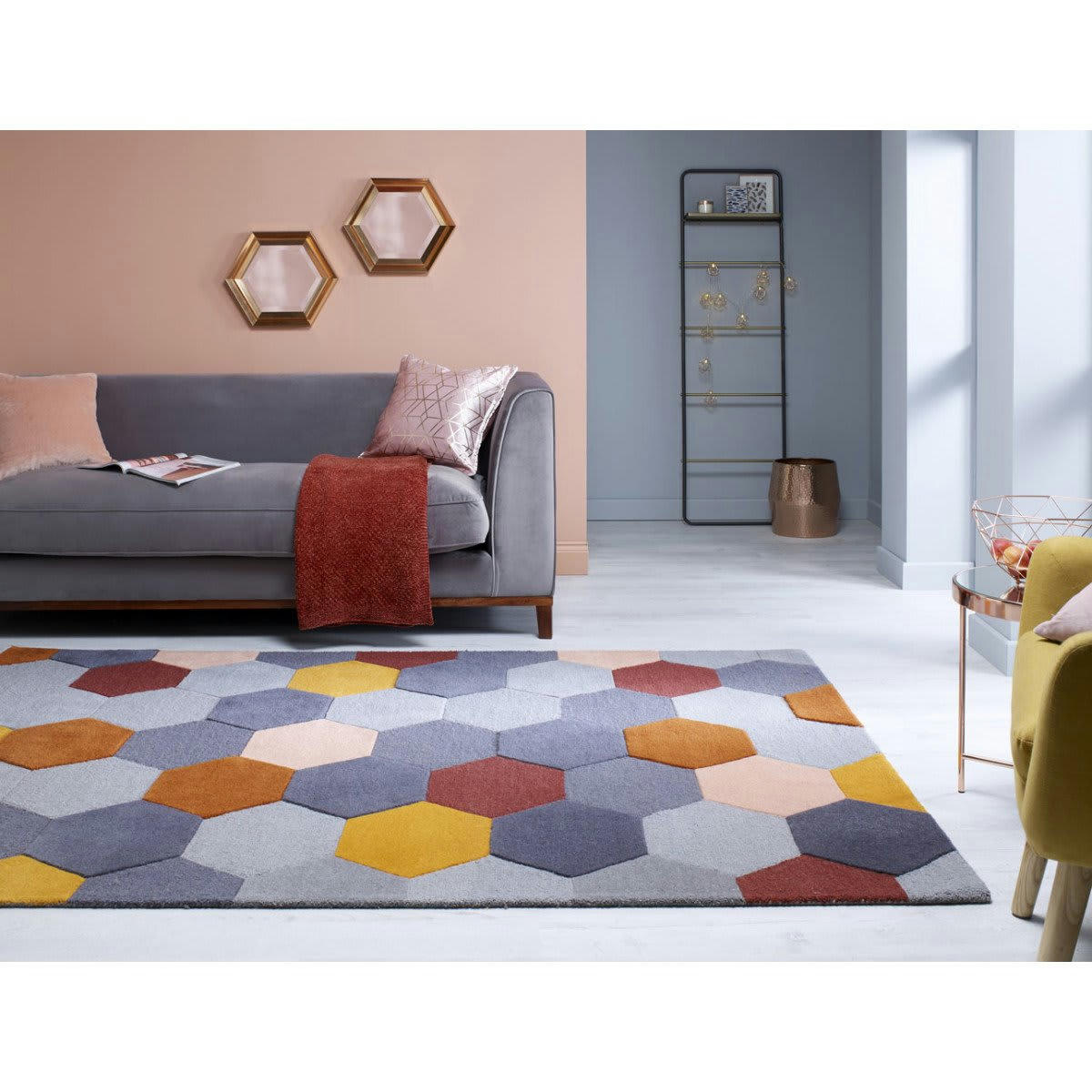MUNRO - Tapis géométrique scandinave en laine multicolore 160x230