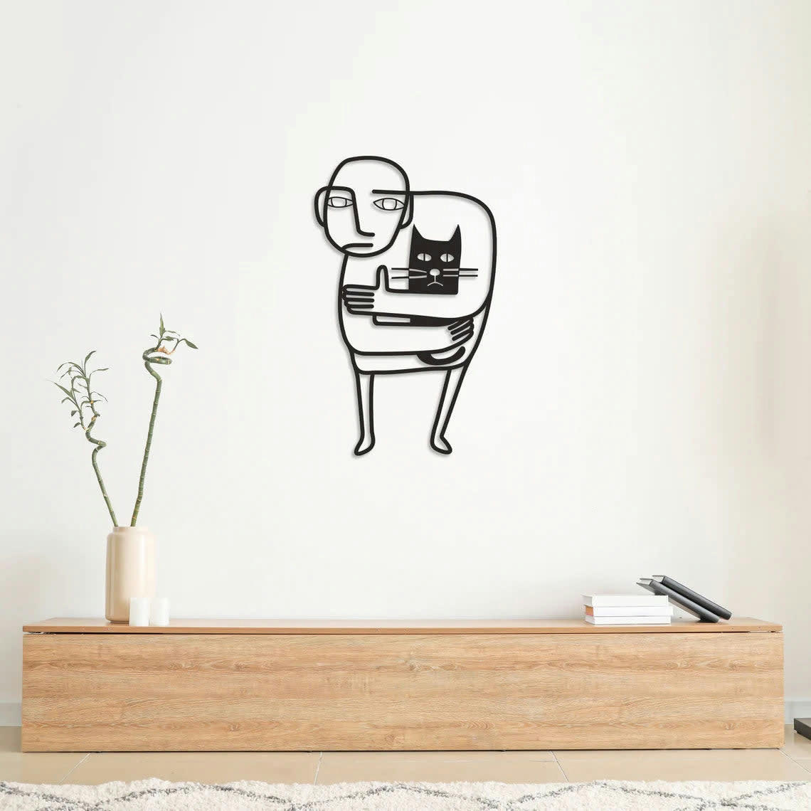 - Décoration murale minimaliste en métal noir 37x60 cm