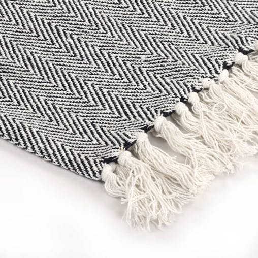 NNEVL Throw Cotton Herringbone 160x210 cm Navy Blue