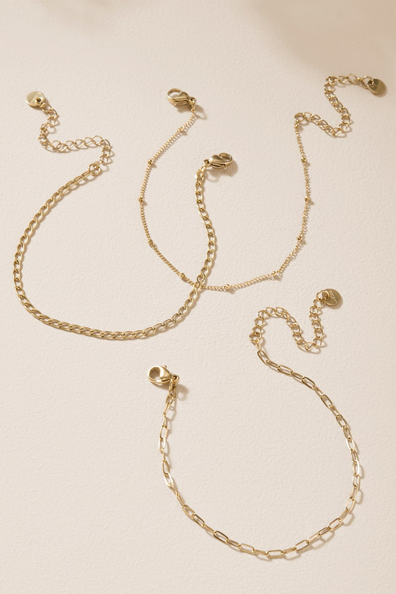 Jana Stainless Steel Gold Chain Bracelet Set