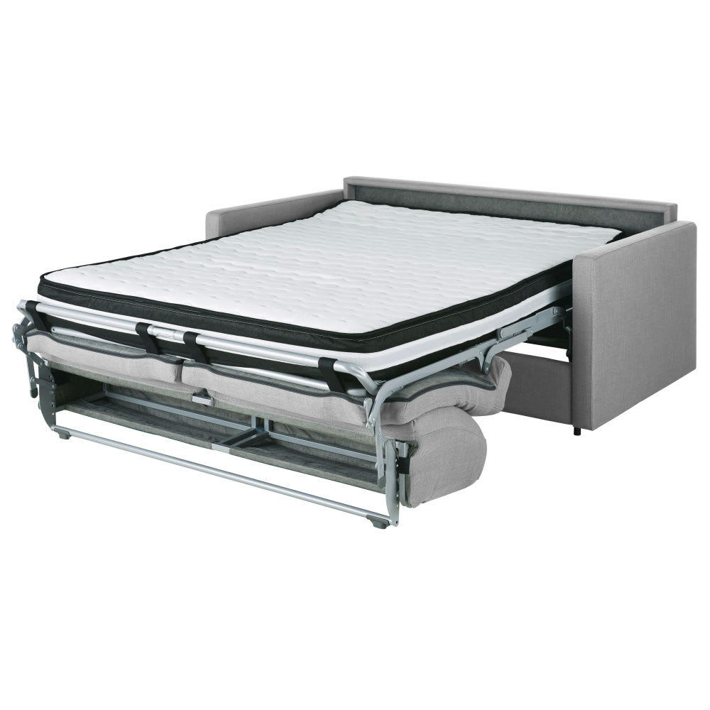 Julian Business - Canapé-lit professionnel 2/3 places gris clair, matelas 18 cm (coussins d'accompagnement non vendus)