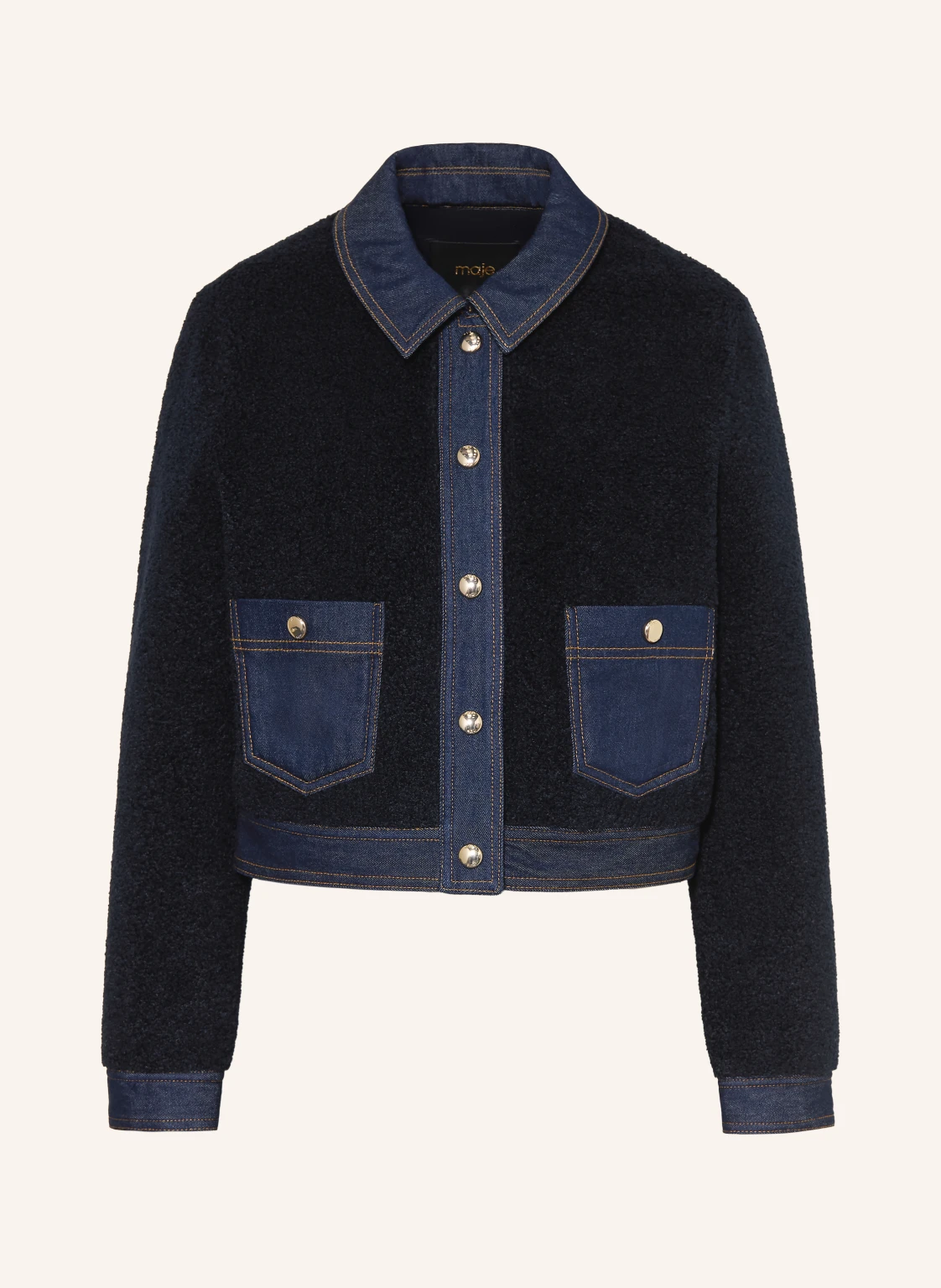 maje Kunstfell-Jacke im Materialmix