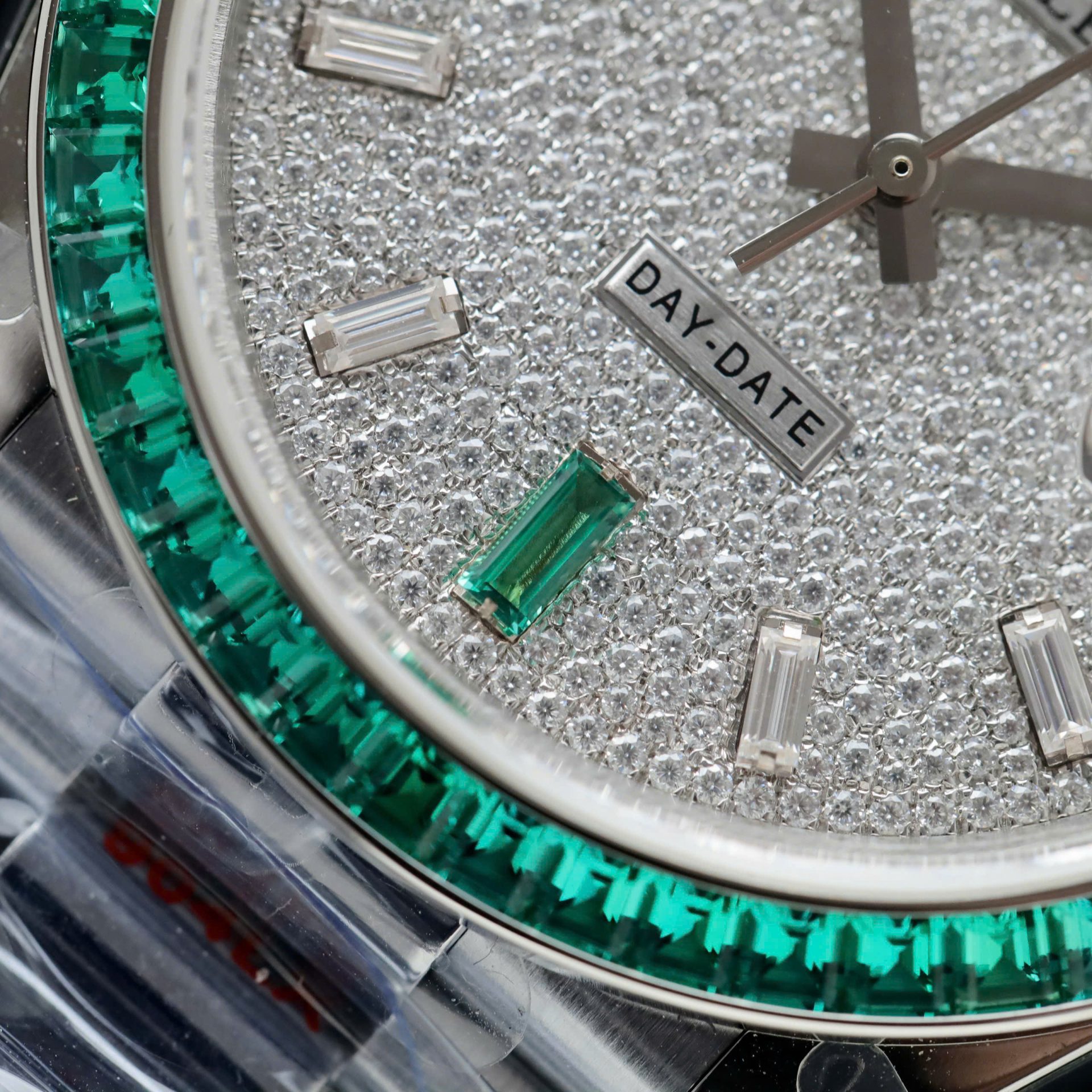 Rolex Day-Date 904L Steel Diamond Dial Baguette Diamond 40mm Super Clone