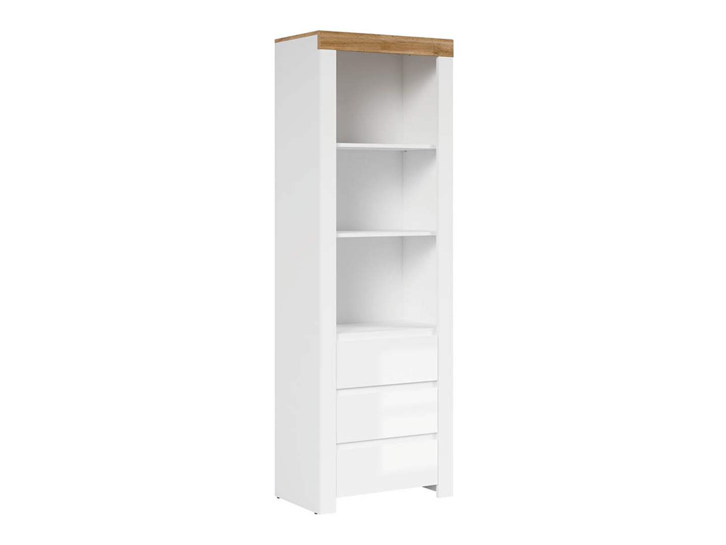 Regał Holten 68 cm z 3 szufladami i 4 półkami biały
