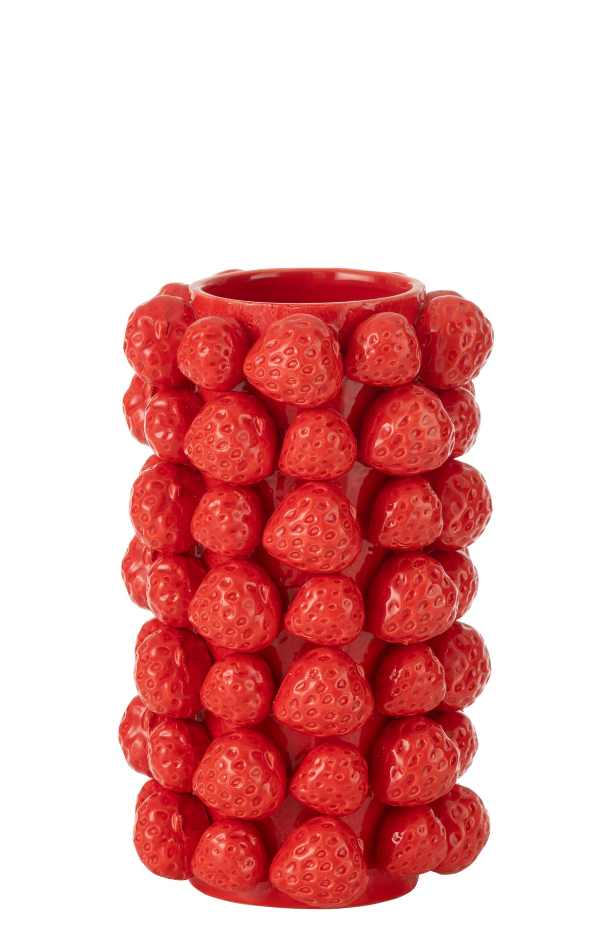 J-Line vaas Aardbeien Cover - keramiek - rood - 26.5 cm hoog