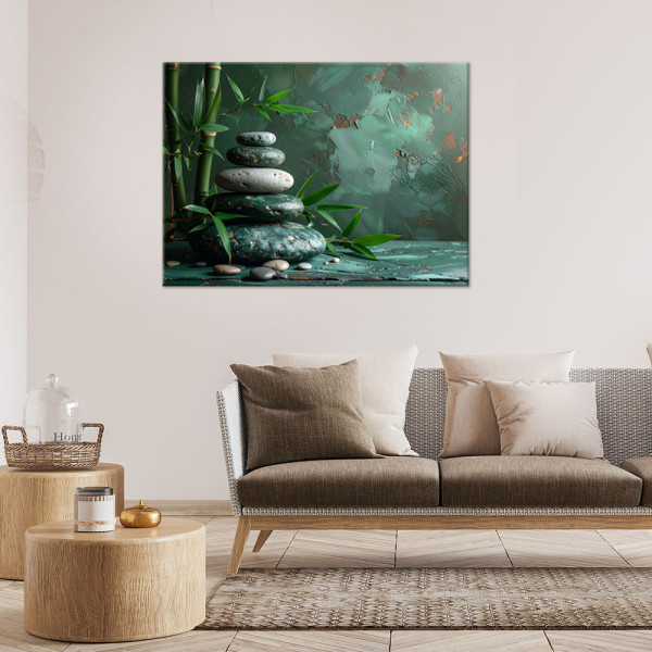 Obraz do salonu sypialni kuchni, Kamienie zen spa liście bambusa 30x20