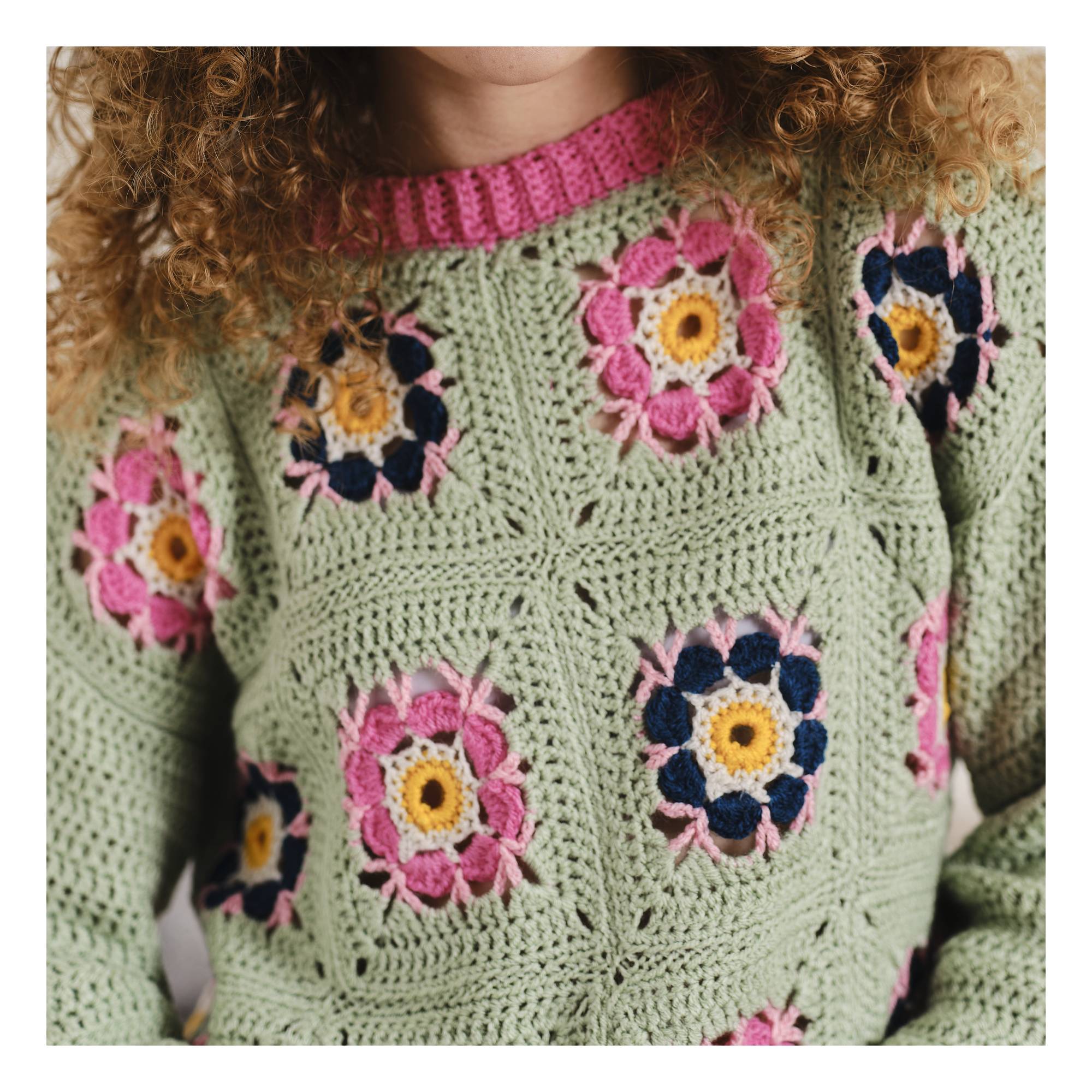 Knitcraft Flower Garden Crochet Jumper Digital Pattern 0270