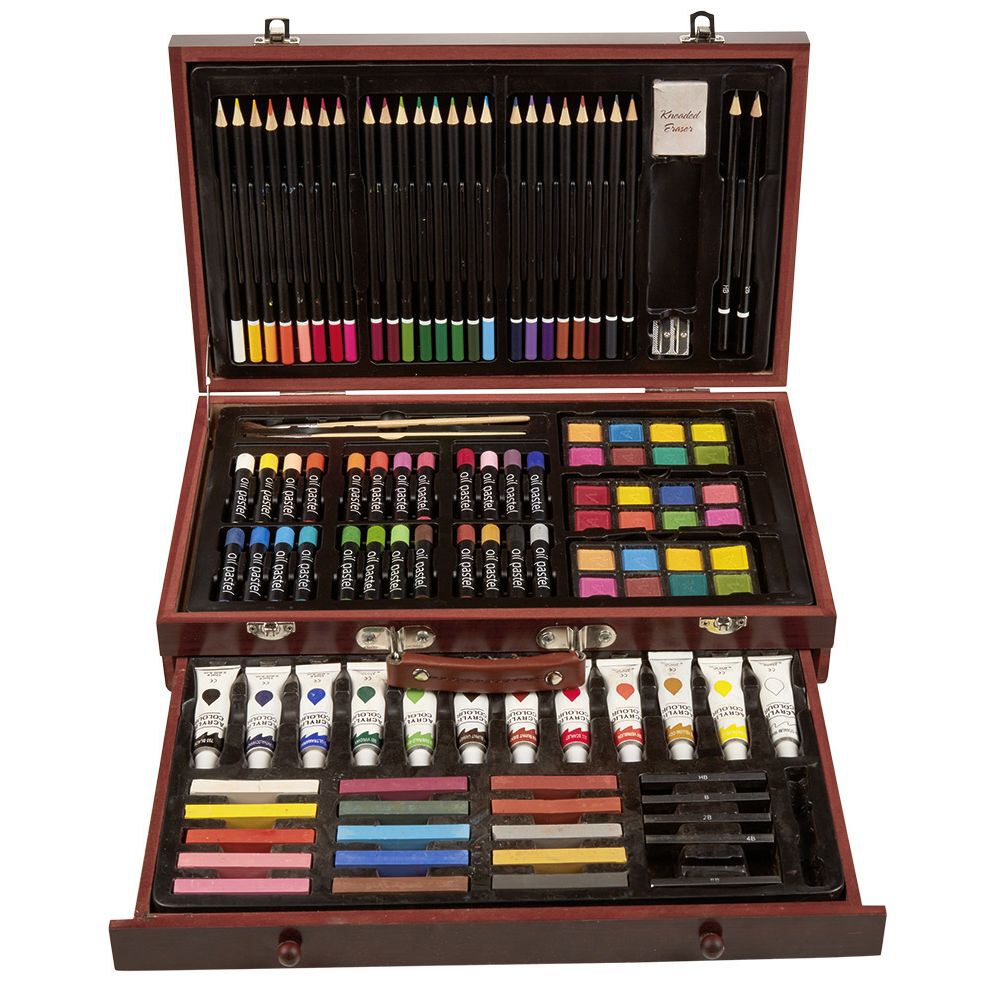 Mallette d'artiste peinture et dessin 112 pièces