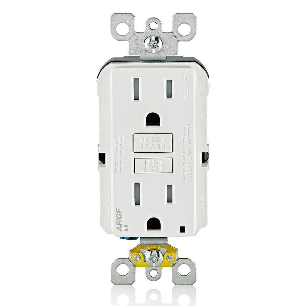 Leviton AGTR1-742 SmartlockPro Dual Function AFCI/GFCI Outlet, 15A, 125V, Self-Grounding Clip, White