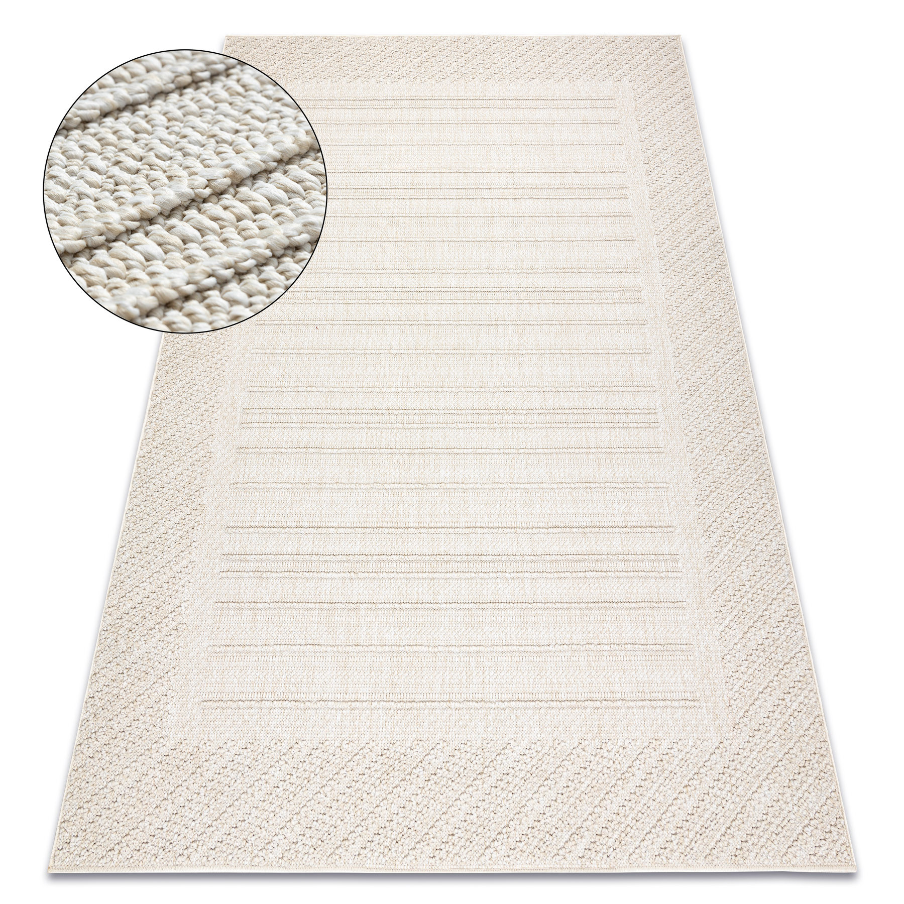 Dywan JERSEY 19261 krem - Ramka pętelkowy, strukturalny BOHO 60x100 cm