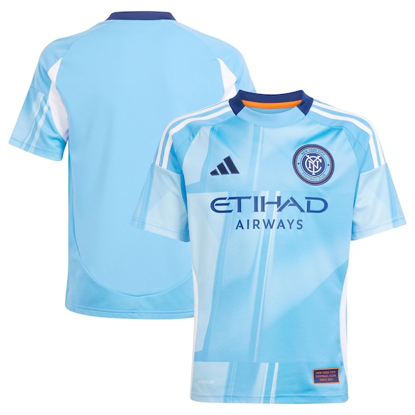 New York City FC adidas Youth 2025 The Excelsior Kit Replica Jersey - Light Blue