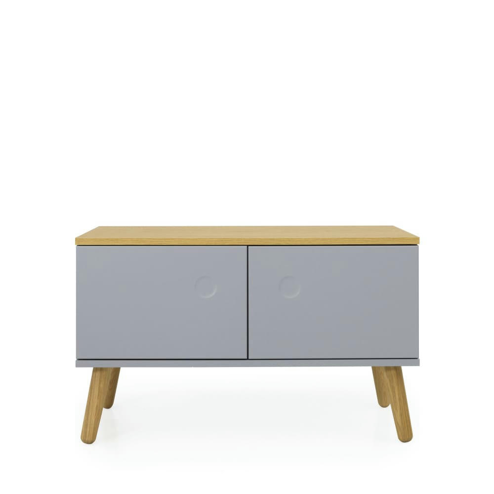 DOT - Banc en bois avec rangements L79cm gris clair